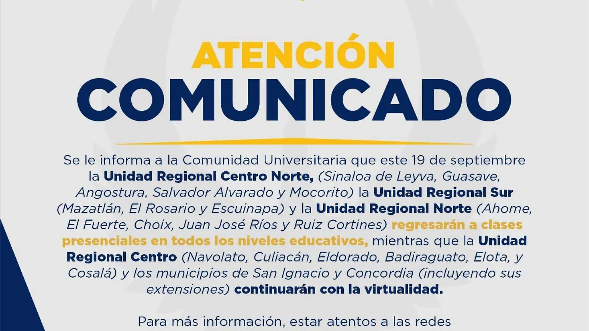 comunicado uas clases